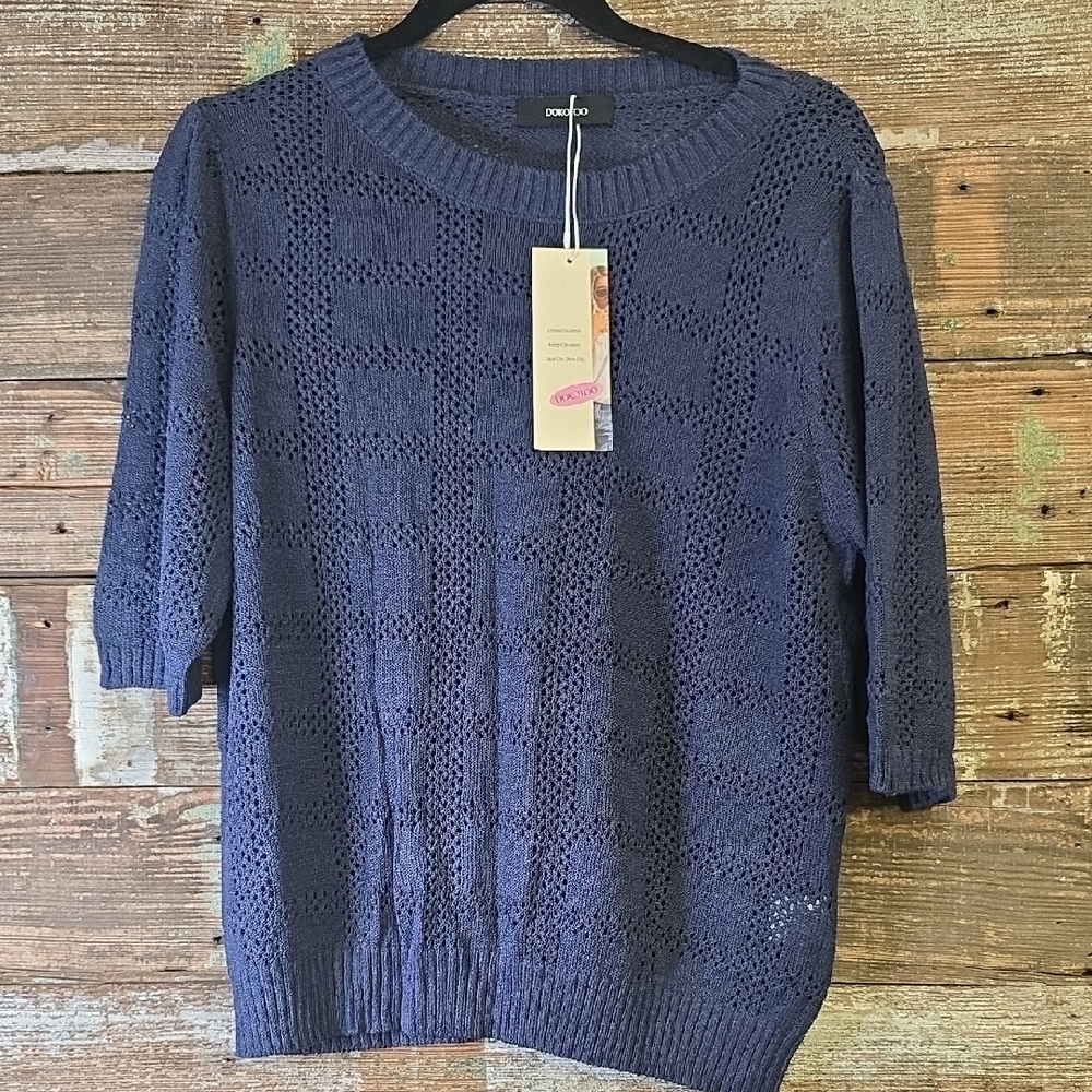 Dokotoo Dark Blue Sweater, Size L, NWT